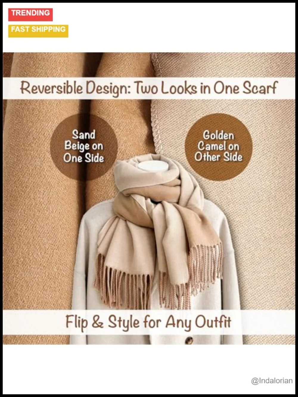 Reversible Winter Scarf Cashmere-Like Softness Warm Wrap Shawl